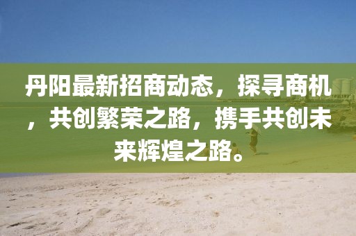 丹陽最新招商動態，探尋商機，共創繁榮之路，攜手共創未來輝煌之路。