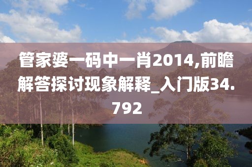 管家婆一碼中一肖2014,前瞻解答探討現象解釋_入門版34.792