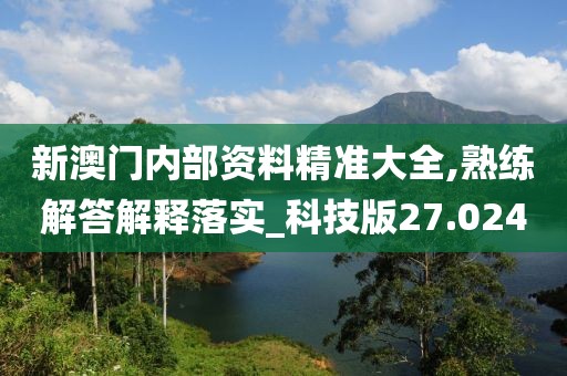 新澳門內部資料精準大全,熟練解答解釋落實_科技版27.024