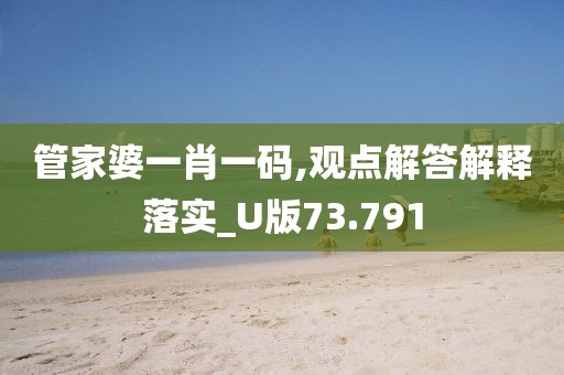 管家婆一肖一碼,觀點解答解釋落實_U版73.791