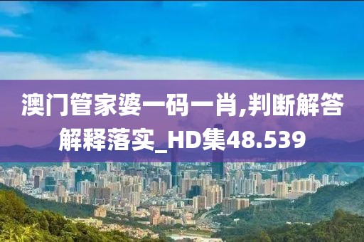 澳門管家婆一碼一肖,判斷解答解釋落實_HD集48.539
