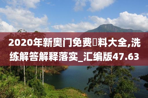 2020年新奧門免費資料大全,洗練解答解釋落實_匯編版47.63