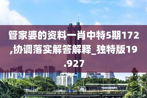 管家婆的資料一肖中特5期172,協調落實解答解釋_獨特版19.927