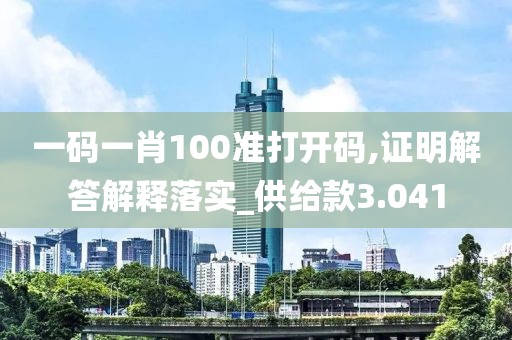 一碼一肖100準打開碼,證明解答解釋落實_供給款3.041