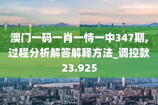 澳門一碼一肖一恃一中347期,過程分析解答解釋方法_調控款23.925