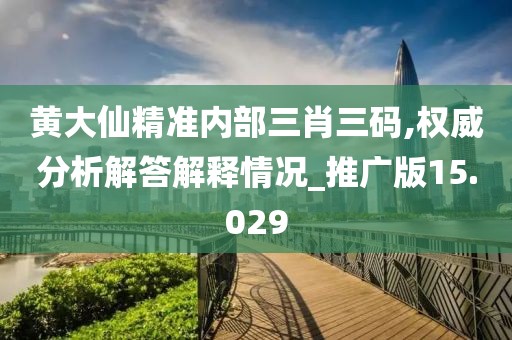 黃大仙精準內部三肖三碼,權威分析解答解釋情況_推廣版15.029
