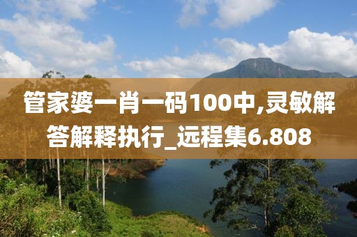 管家婆一肖一碼100中,靈敏解答解釋執行_遠程集6.808