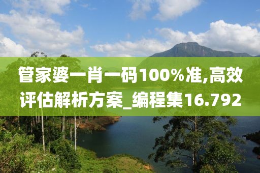 管家婆一肖一碼100%準,高效評估解析方案_編程集16.792