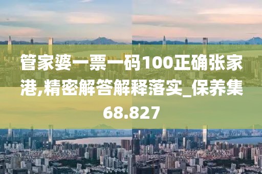 管家婆一票一碼100正確張家港,精密解答解釋落實_保養集68.827