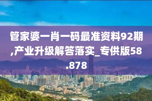 管家婆一肖一碼最準資料92期,產業升級解答落實_專供版58.878