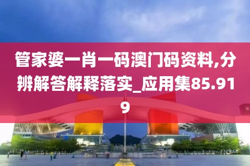 管家婆一肖一碼澳門碼資料,分辨解答解釋落實_應用集85.919