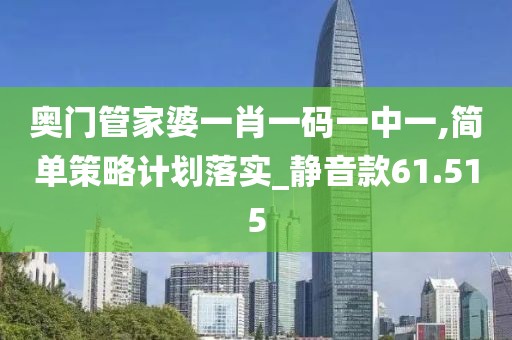 奧門管家婆一肖一碼一中一,簡單策略計劃落實_靜音款61.515