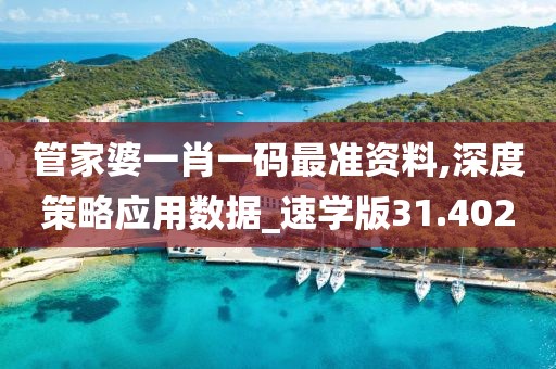 管家婆一肖一碼最準資料,深度策略應用數據_速學版31.402