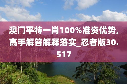 澳門平特一肖100%準資優勢,高手解答解釋落實_忍者版30.517