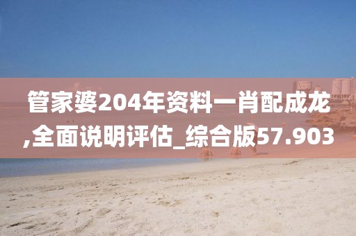 管家婆204年資料一肖配成龍,全面說明評估_綜合版57.903