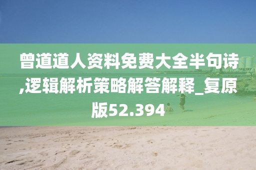 曾道道人資料免費大全半句詩,邏輯解析策略解答解釋_復原版52.394