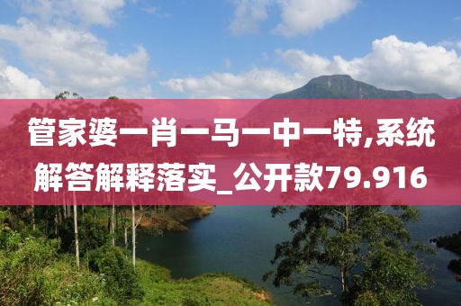 管家婆一肖一馬一中一特,系統解答解釋落實_公開款79.916