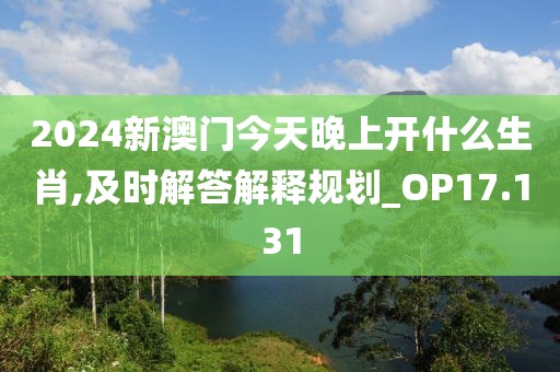 2024新澳門今天晚上開什么生肖,及時解答解釋規劃_OP17.131