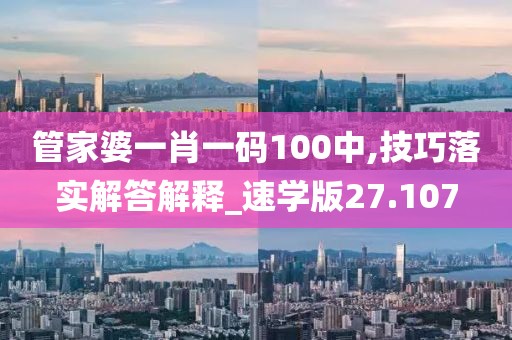 管家婆一肖一碼100中,技巧落實解答解釋_速學版27.107