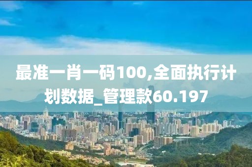 最準一肖一碼100,全面執行計劃數據_管理款60.197