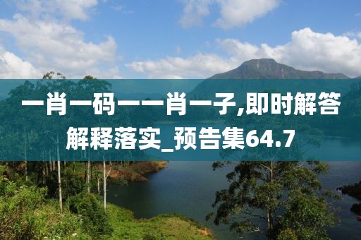一肖一碼一一肖一子,即時解答解釋落實_預告集64.7