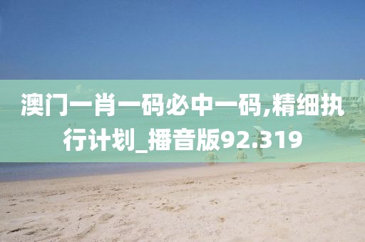 澳門一肖一碼必中一碼,精細執行計劃_播音版92.319