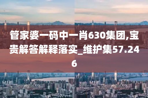 管家婆一碼中一肖630集團,寶貴解答解釋落實_維護集57.246