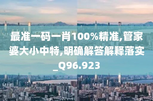 最準一碼一肖100%精準,管家婆大小中特,明確解答解釋落實_Q96.923