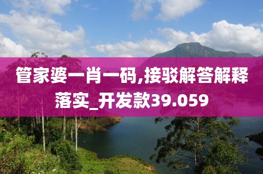 管家婆一肖一碼,接駁解答解釋落實_開發款39.059