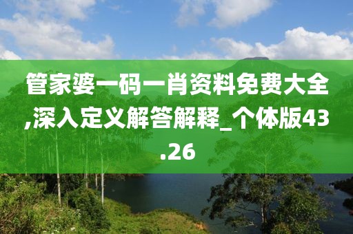 管家婆一碼一肖資料免費大全,深入定義解答解釋_個體版43.26