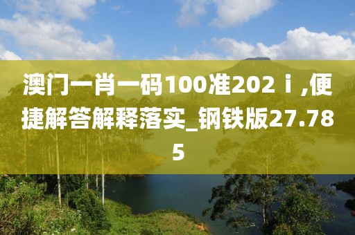 澳門一肖一碼100準202ⅰ,便捷解答解釋落實_鋼鐵版27.785