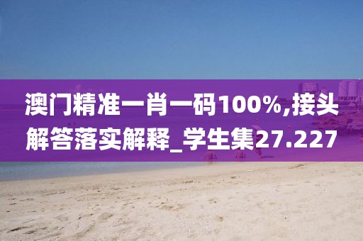 澳門精準一肖一碼100%,接頭解答落實解釋_學生集27.227