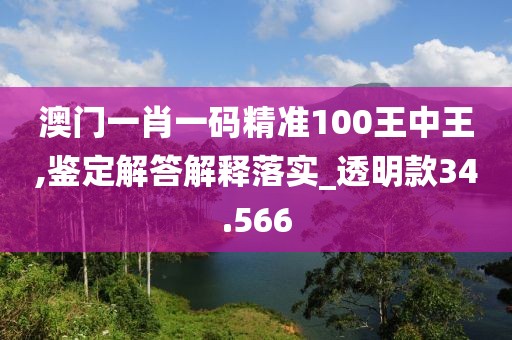 澳門一肖一碼精準100王中王,鑒定解答解釋落實_透明款34.566