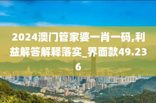 2024澳門管家婆一肖一碼,利益解答解釋落實_界面款49.236