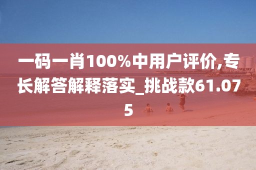 一碼一肖100%中用戶評價,專長解答解釋落實_挑戰款61.075