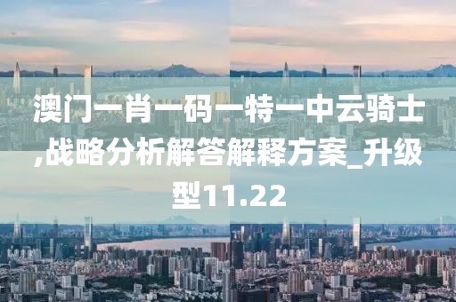 澳門一肖一碼一特一中云騎士,戰略分析解答解釋方案_升級型11.22