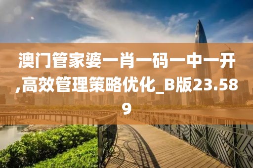 澳門管家婆一肖一碼一中一開,高效管理策略優化_B版23.589