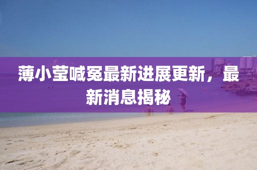 薄小瑩喊冤最新進展更新，最新消息揭秘
