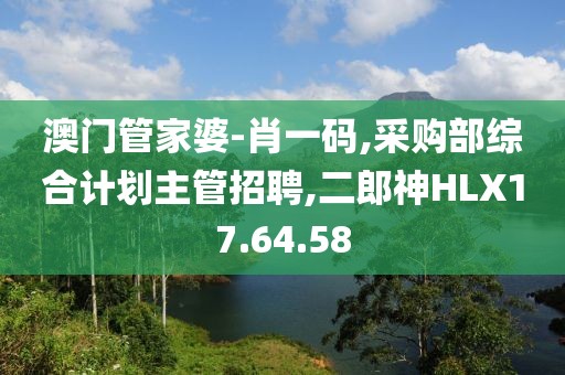 澳門管家婆-肖一碼,采購部綜合計劃主管招聘,二郎神HLX17.64.58