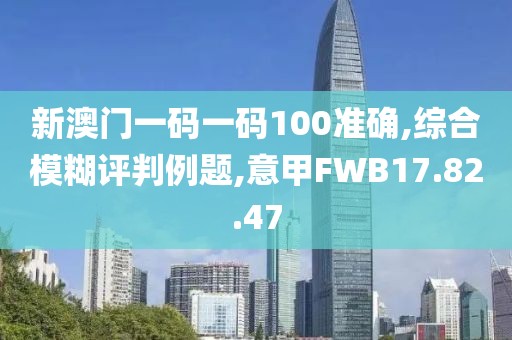 新澳門一碼一碼100準確,綜合模糊評判例題,意甲FWB17.82.47