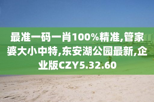 最準一碼一肖100%精準,管家婆大小中特,東安湖公園最新,企業版CZY5.32.60