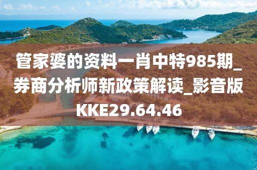 管家婆的資料一肖中特985期_券商分析師新政策解讀_影音版KKE29.64.46