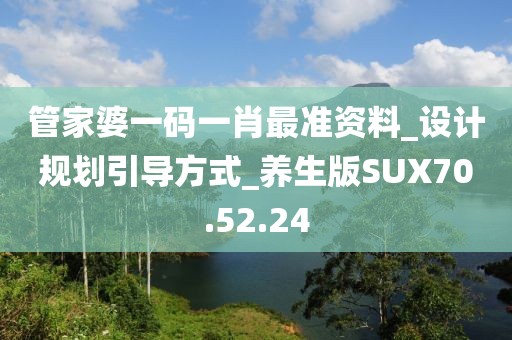 管家婆一碼一肖最準資料_設計規劃引導方式_養生版SUX70.52.24