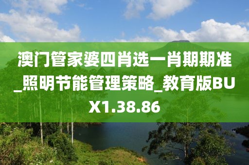 澳門管家婆四肖選一肖期期準_照明節能管理策略_教育版BUX1.38.86