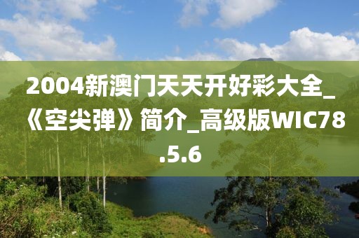 2004新澳門天天開好彩大全_《空尖彈》簡介_高級版WIC78.5.6