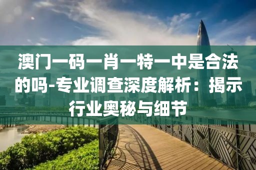 澳門一碼一肖一特一中是合法的嗎-專業調查深度解析：揭示行業奧秘與細節