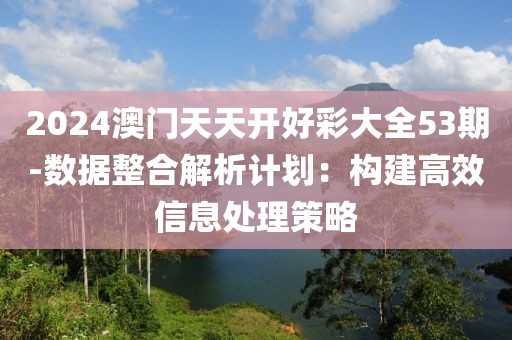 2024澳門天天開好彩大全53期-數據整合解析計劃：構建高效信息處理策略