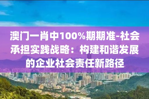 澳門一肖中100%期期準-社會承擔實踐戰略：構建和諧發展的企業社會責任新路徑