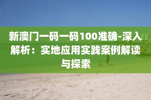 新澳門一碼一碼100準確-深入解析：實地應用實踐案例解讀與探索
