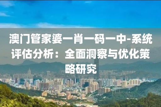 澳門管家婆一肖一碼一中-系統評估分析：全面洞察與優化策略研究